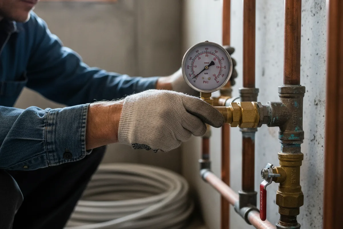 Pressure testing a repaired line during Water Line Repair in Bronte
